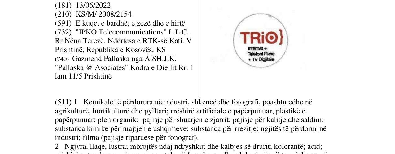 Zëri i markës TRIPO} Internet + Telefoni Fikse + TV Digjitale në buletin