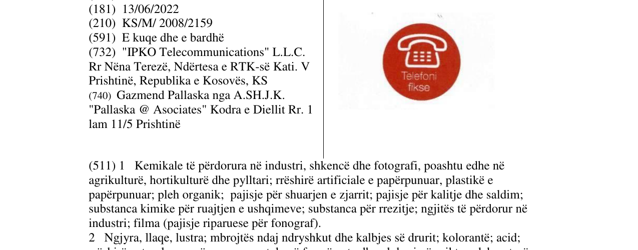 Zëri i markës Telefoni fikse në buletin