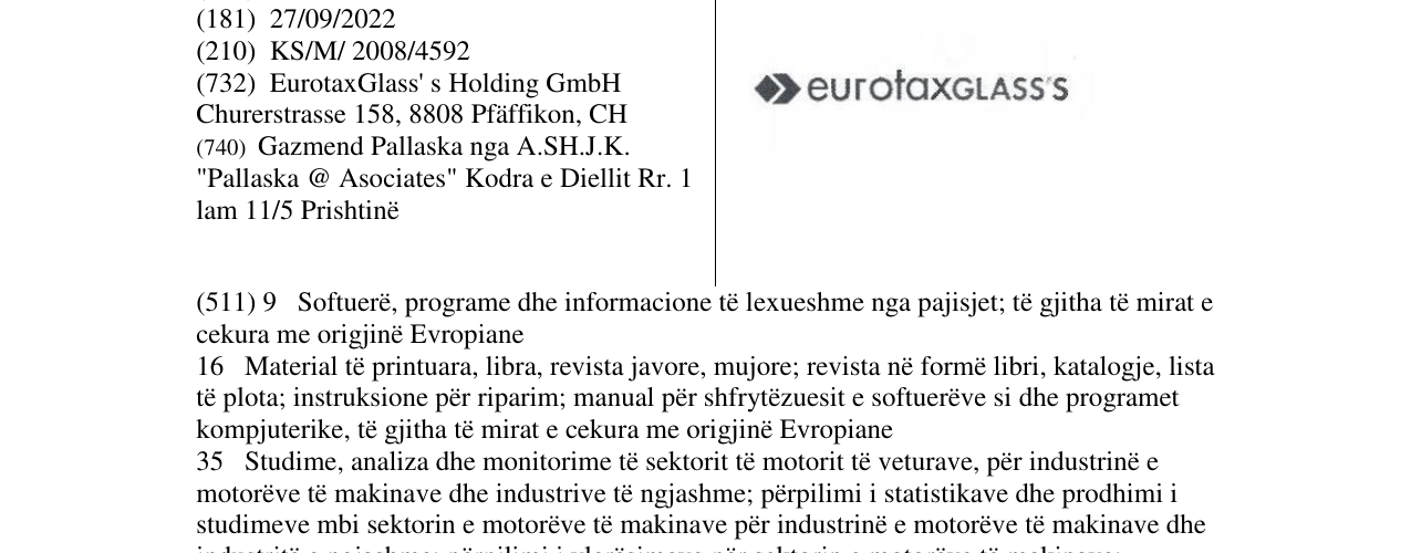 Zëri i markës eurotaxGLASS'S në buletin