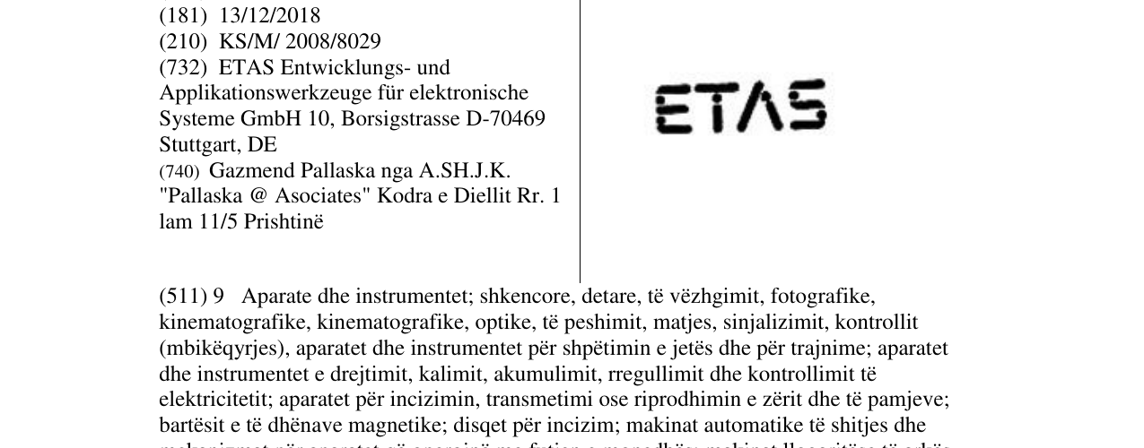 Zëri i markës ETAS në buletin