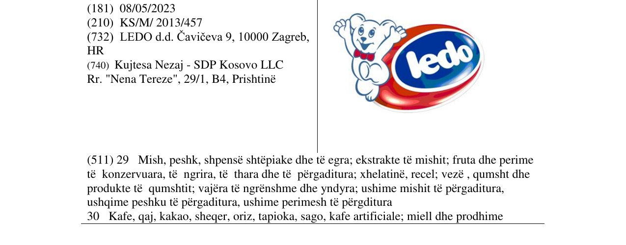 Zëri i markës ledo në buletin