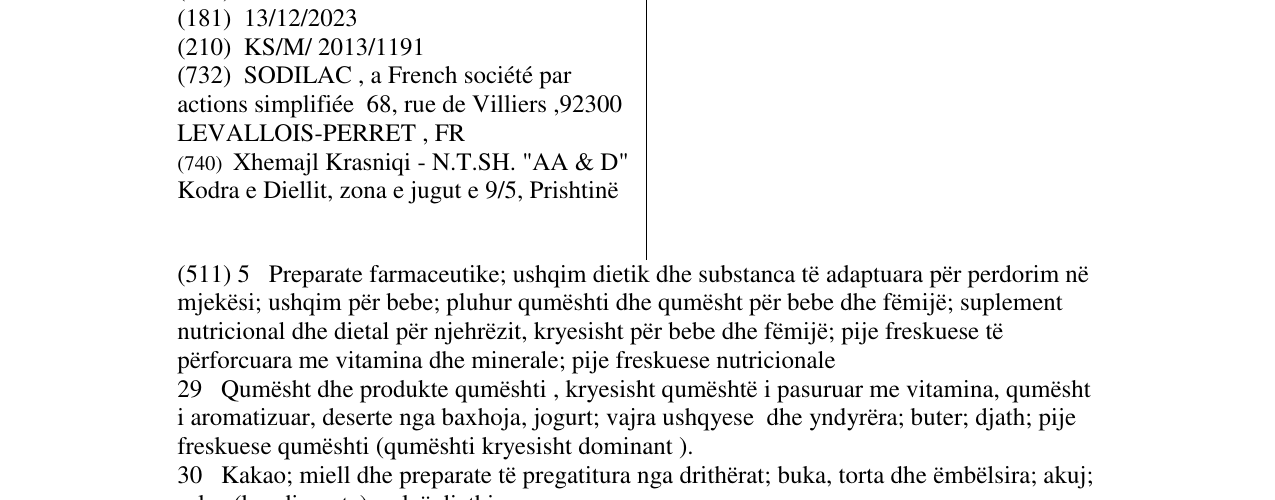 Zëri i markës MODILAC në buletin