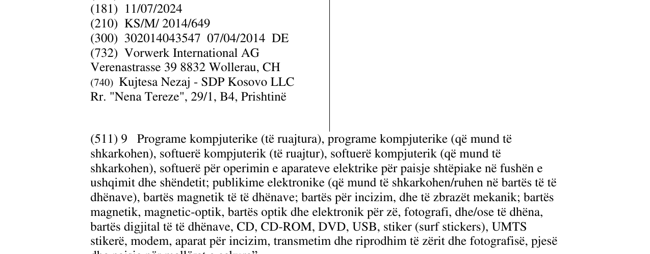 Zëri i markës COOK - KEY në buletin