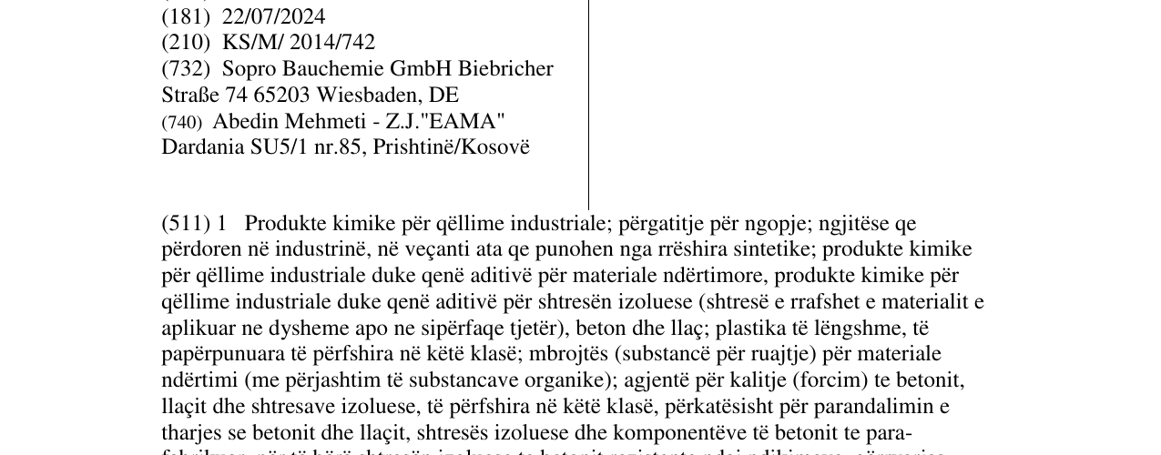 Zëri i markës Sopro në buletin