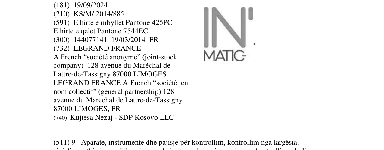 Zëri i markës IN MATIC- në buletin
