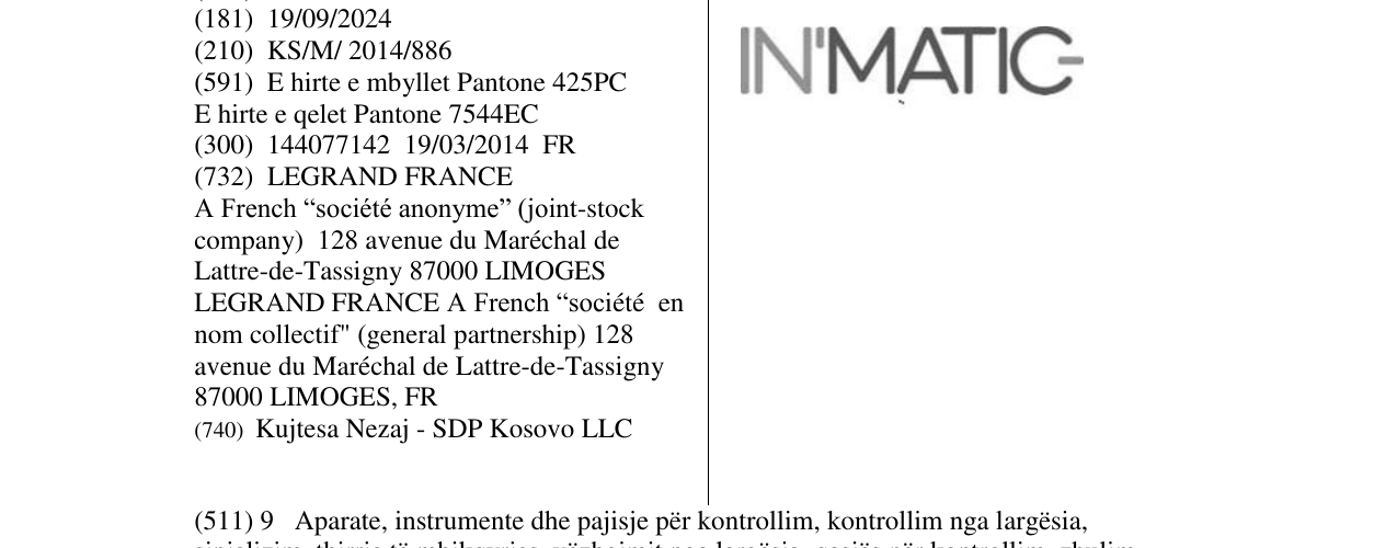 Zëri i markës IN' MATIC- në buletin