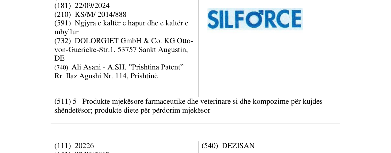 Zëri i markës SILFORCE në buletin