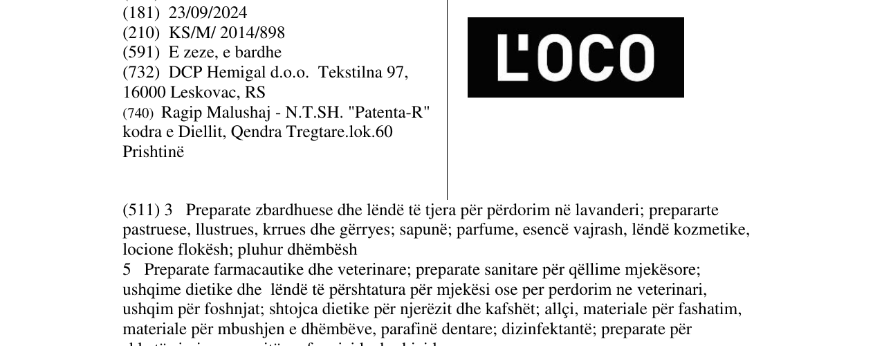Zëri i markës L'OCO në buletin
