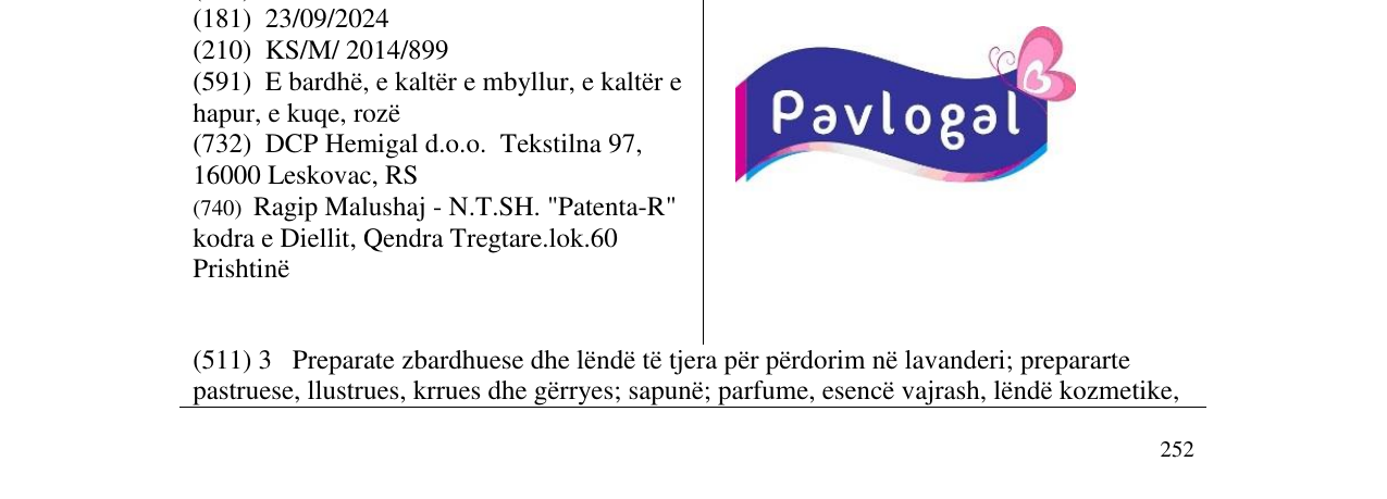 Zëri i markës Pavlogal në buletin