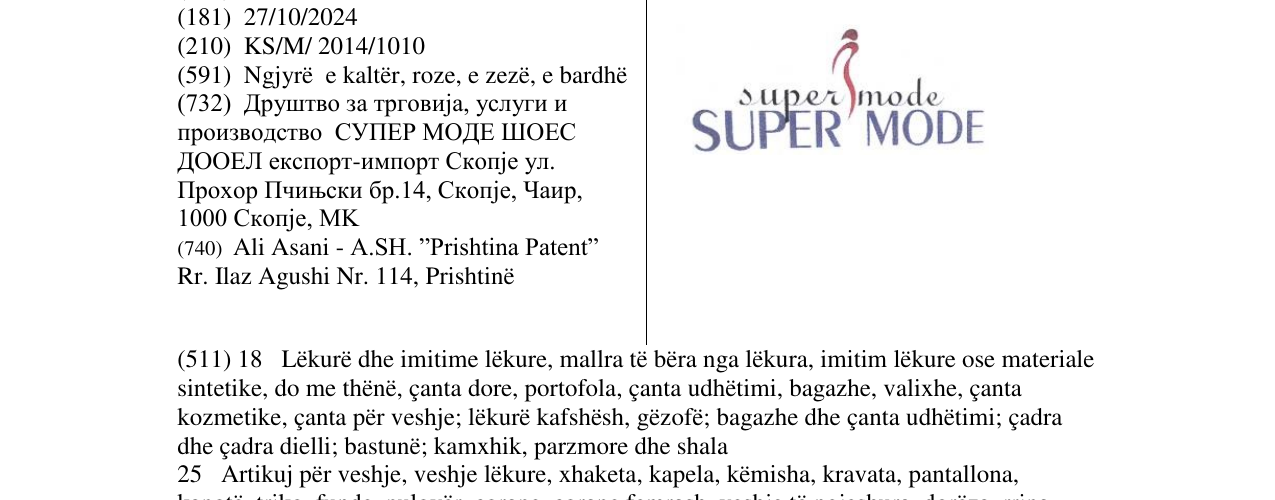 Zëri i markës SUPER MODE në buletin