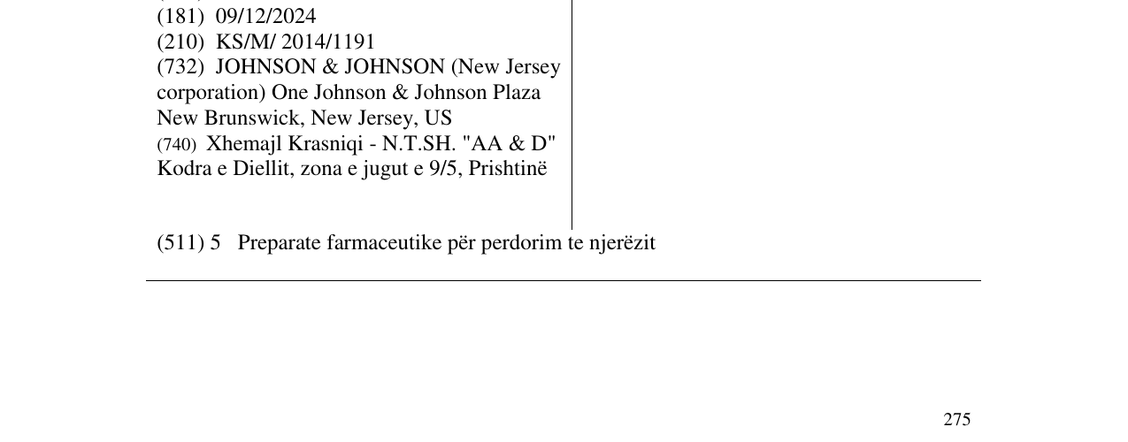 Zëri i markës RYMEZIO në buletin