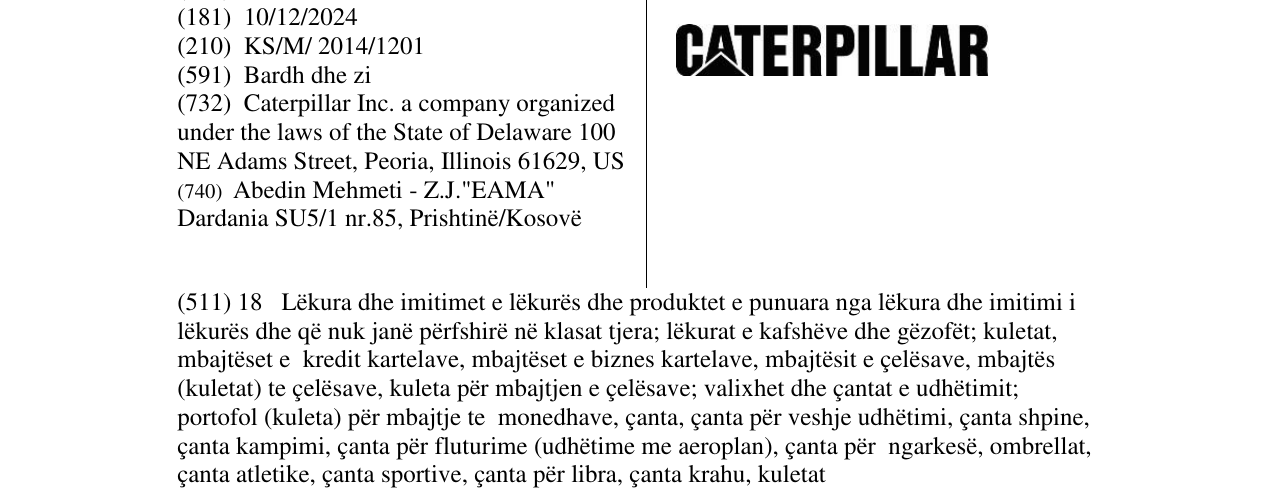 Zëri i markës CATERPILLAR në buletin