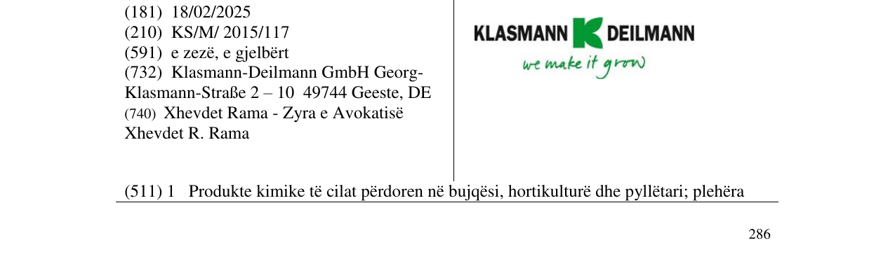 Zëri i markës KLASMANN K DEILMANN në buletin