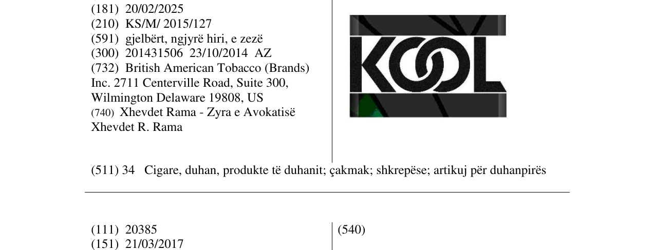 Zëri i markës KOOL në buletin