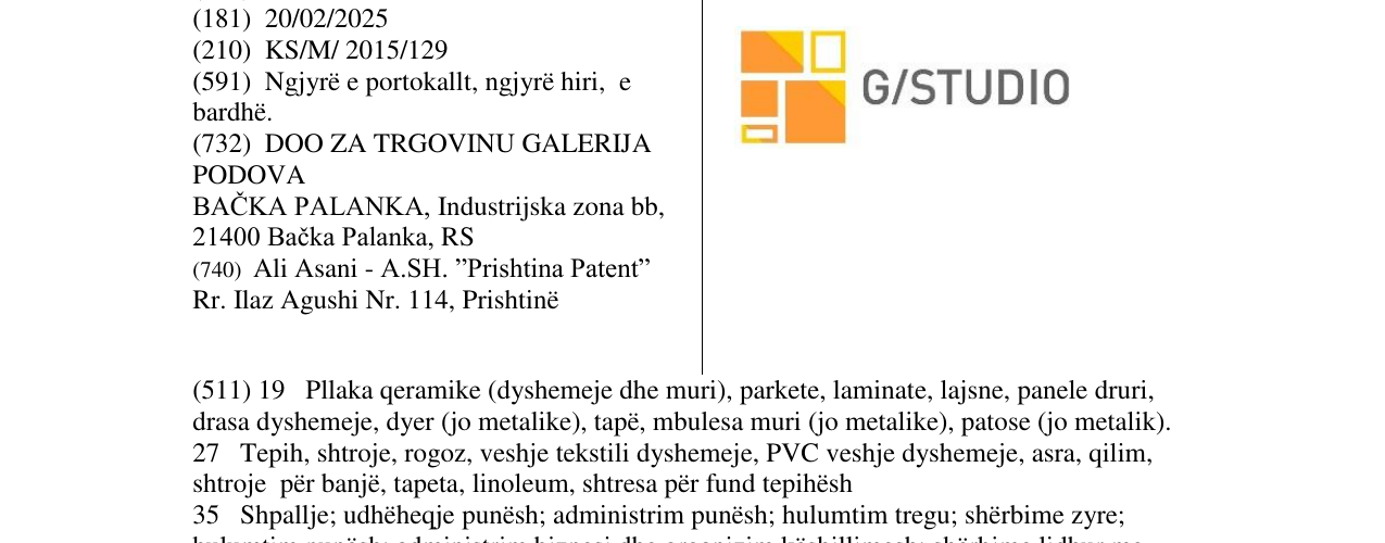Zëri i markës G/STUDIO në buletin