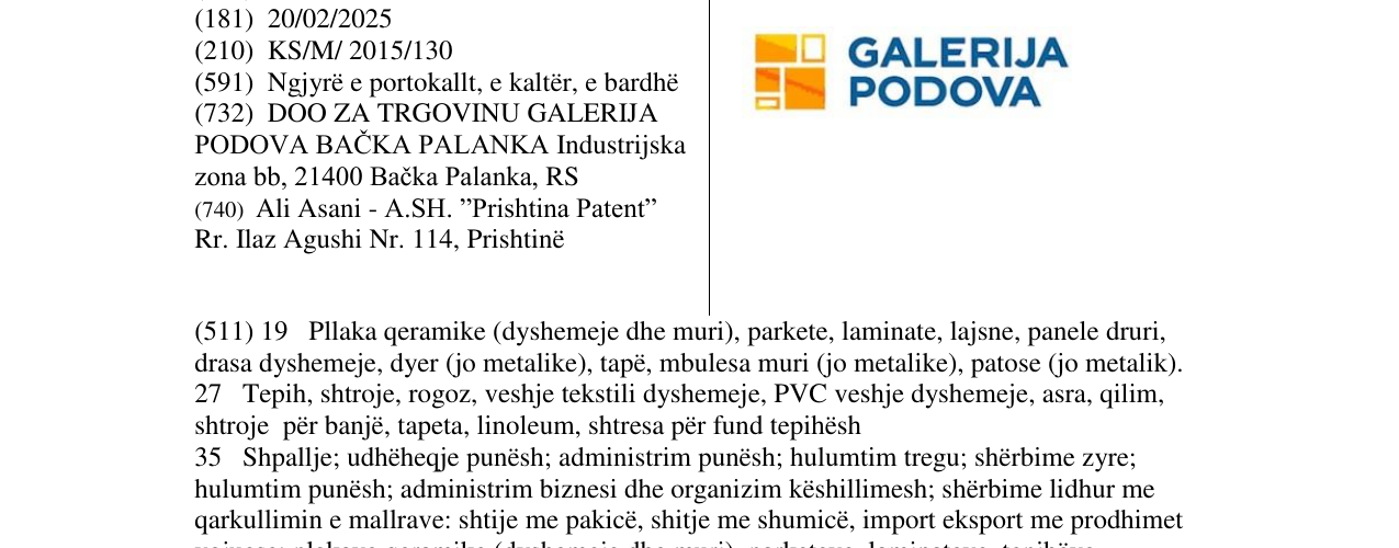 Zëri i markës GALERIJA PODOVKA në buletin