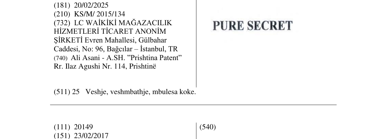 Zëri i markës PURE SECRET në buletin