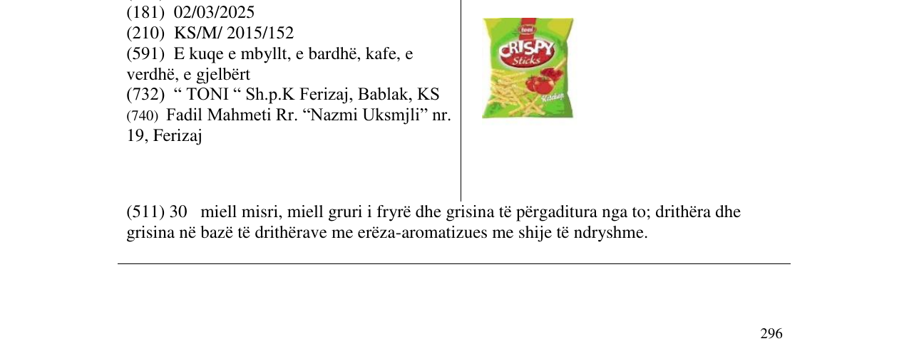 Zëri i markës CRISPY në buletin
