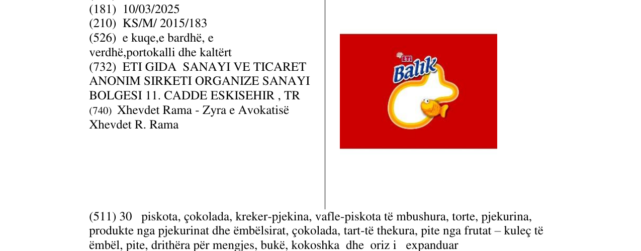 Zëri i markës Balik Eti në buletin