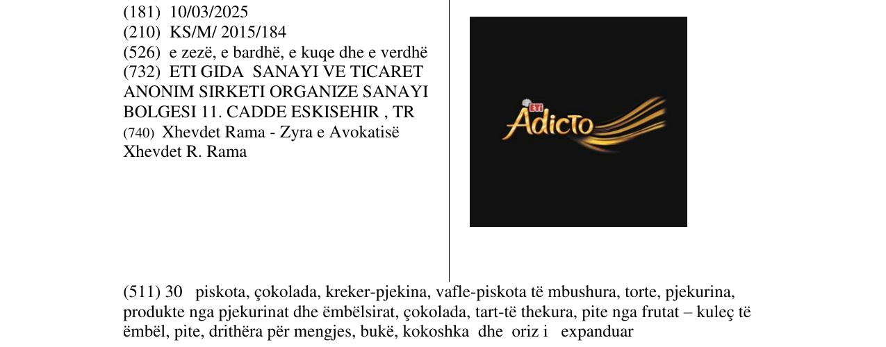 Zëri i markës AdicTo Eti në buletin