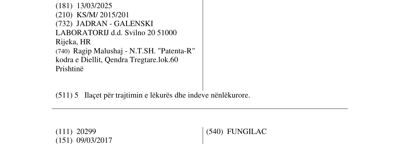 Zëri i markës MICONAL në buletin