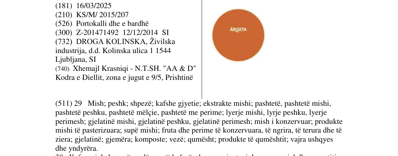 Zëri i markës ARGETA në buletin