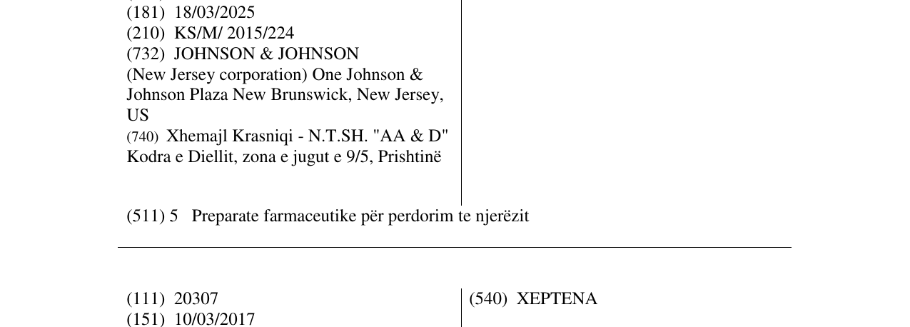 Zëri i markës TRINZA në buletin