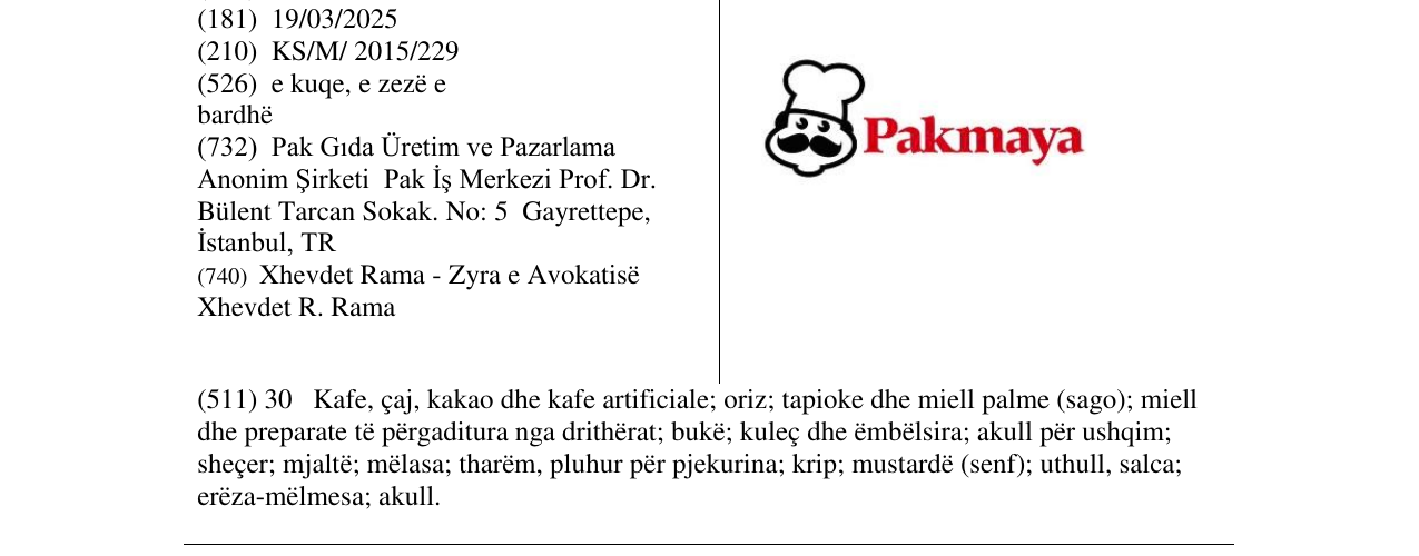 Zëri i markës Pakmaya në buletin