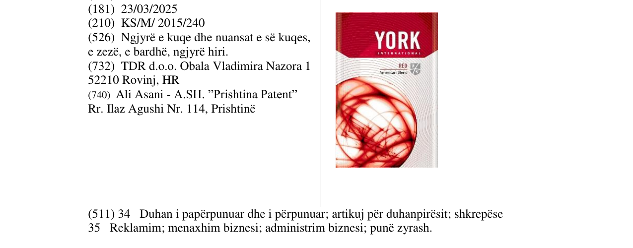Zëri i markës YORK në buletin