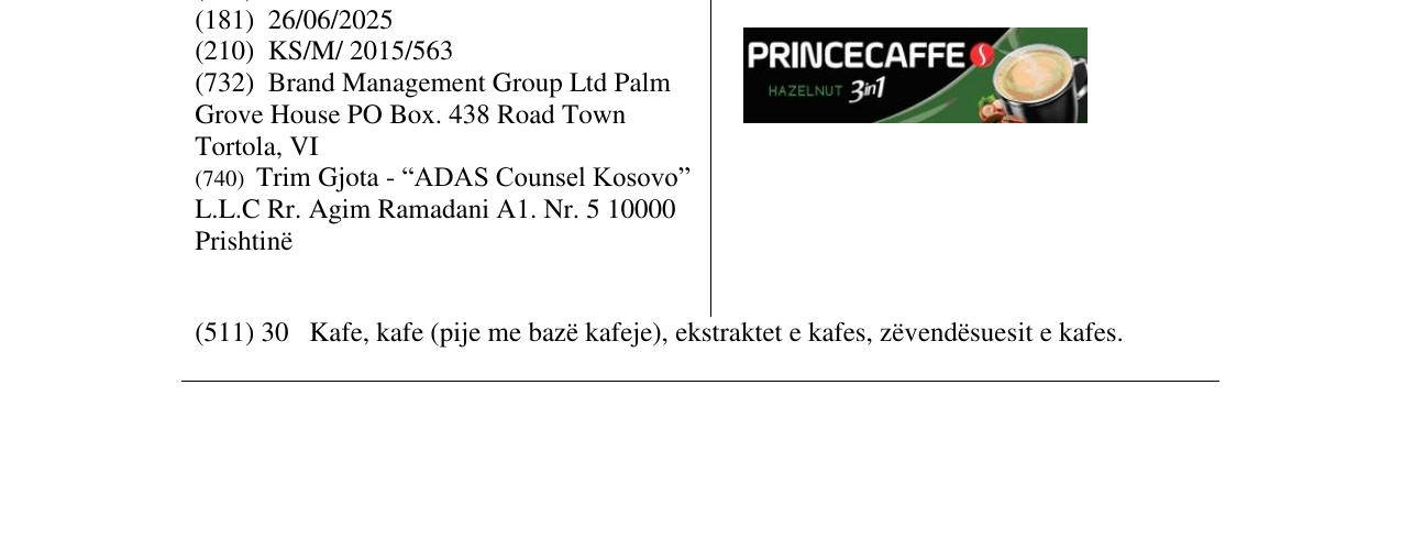 Zëri i markës PRINCECAFFE 3in1 në buletin