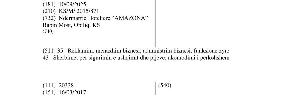 Zëri i markës AMAZONA në buletin