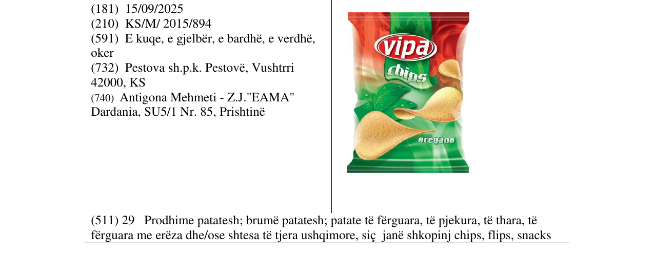 Zëri i markës vipa chips në buletin