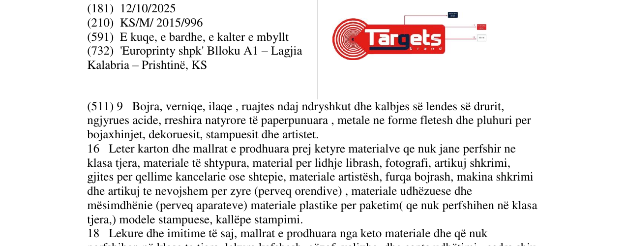Zëri i markës Targets në buletin