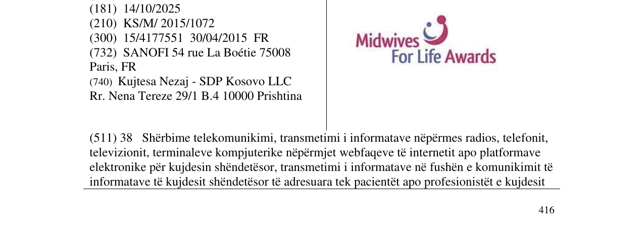 Zëri i markës Midwives For Life Awards në buletin