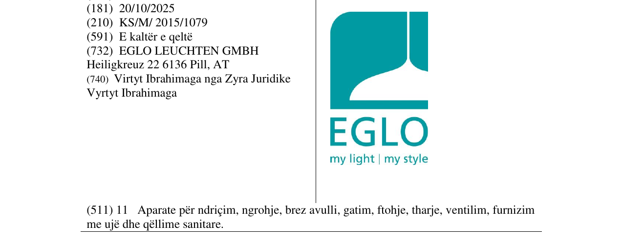 Zëri i markës EGLO my light my style në buletin