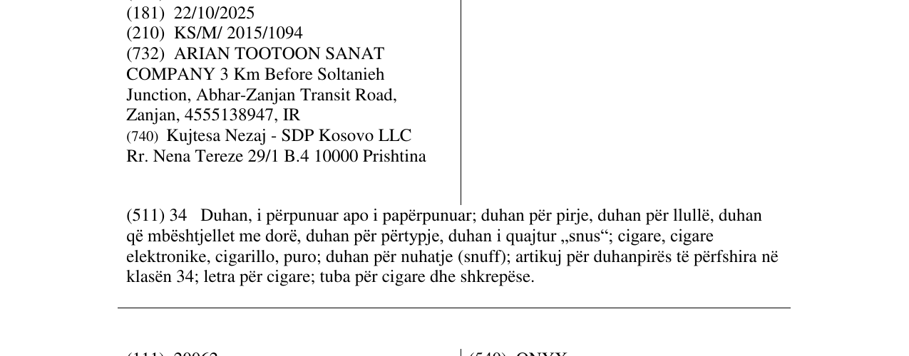 Zëri i markës G 1 në buletin