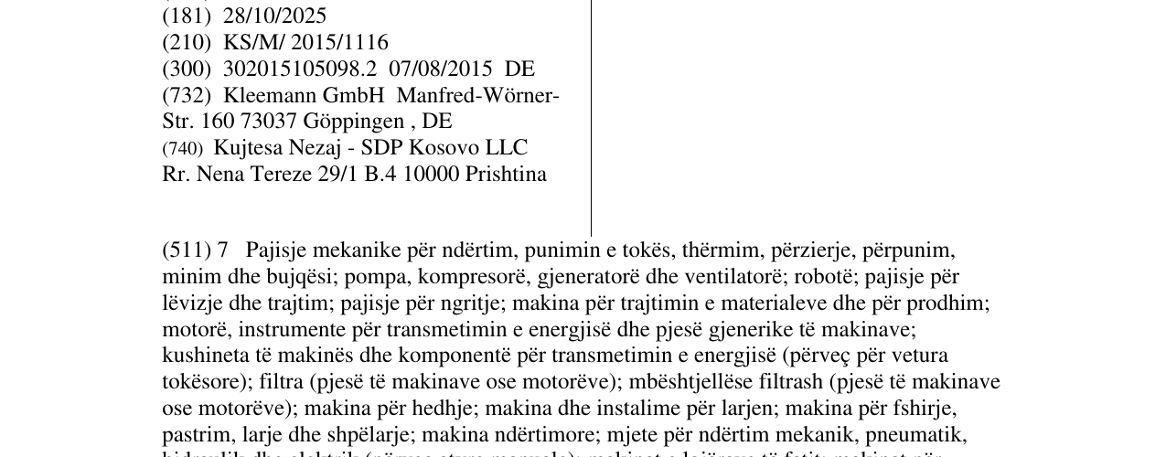 Zëri i markës KLEEMANN në buletin