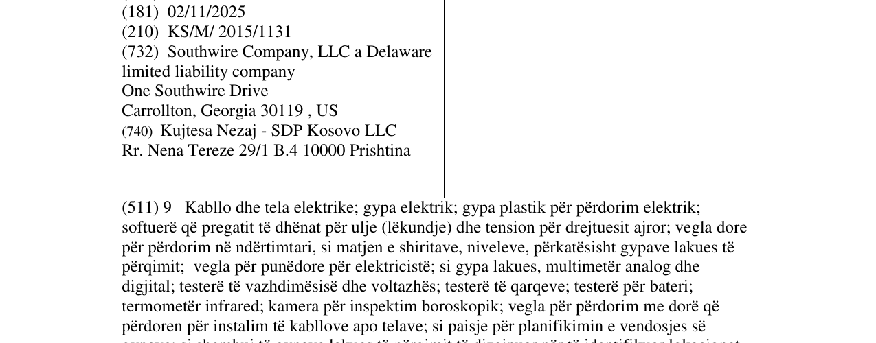 Zëri i markës SOUTHWIRE në buletin