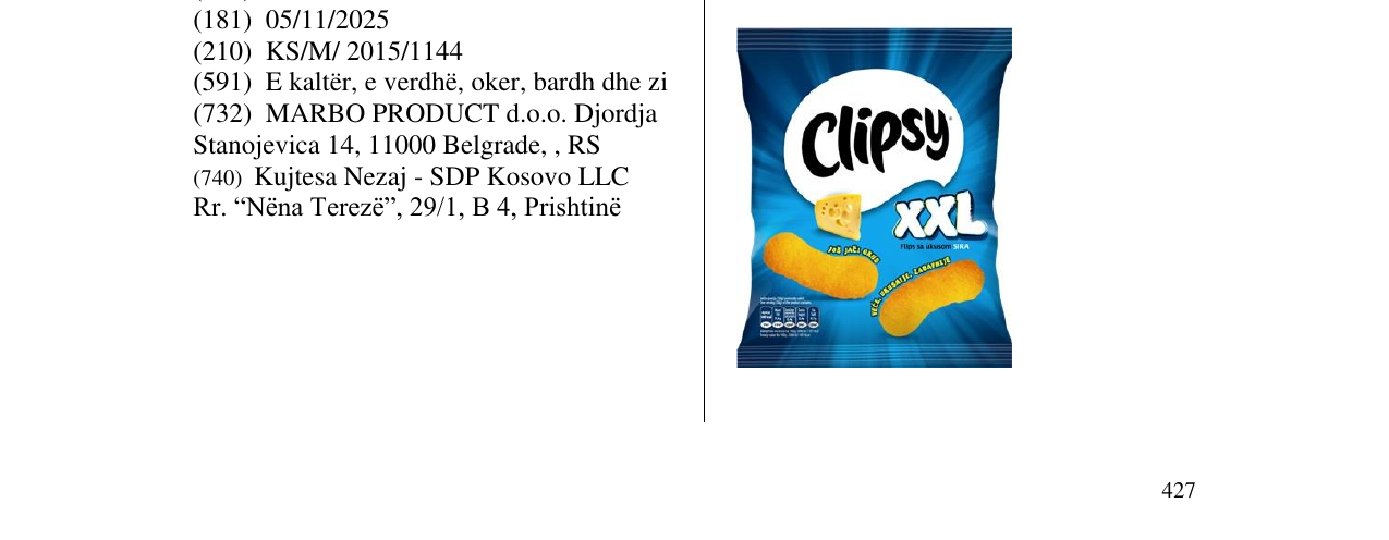 Zëri i markës Clipsy XXL në buletin