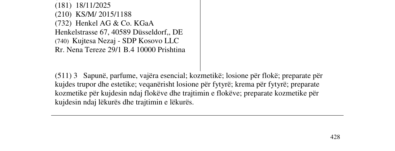 Zëri i markës DIADERMINE në buletin