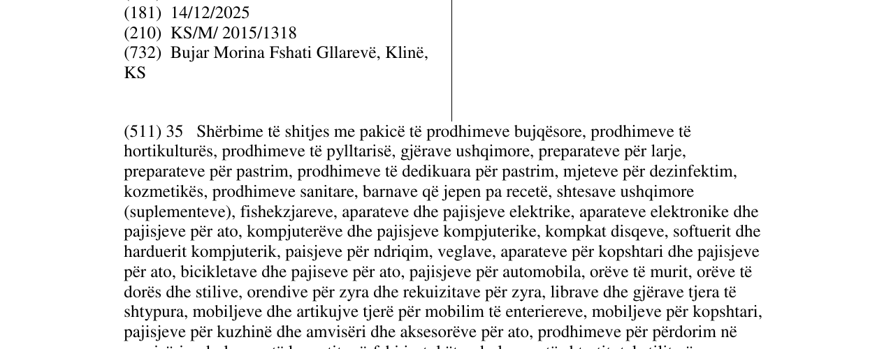 Zëri i markës NORA MARKET në buletin