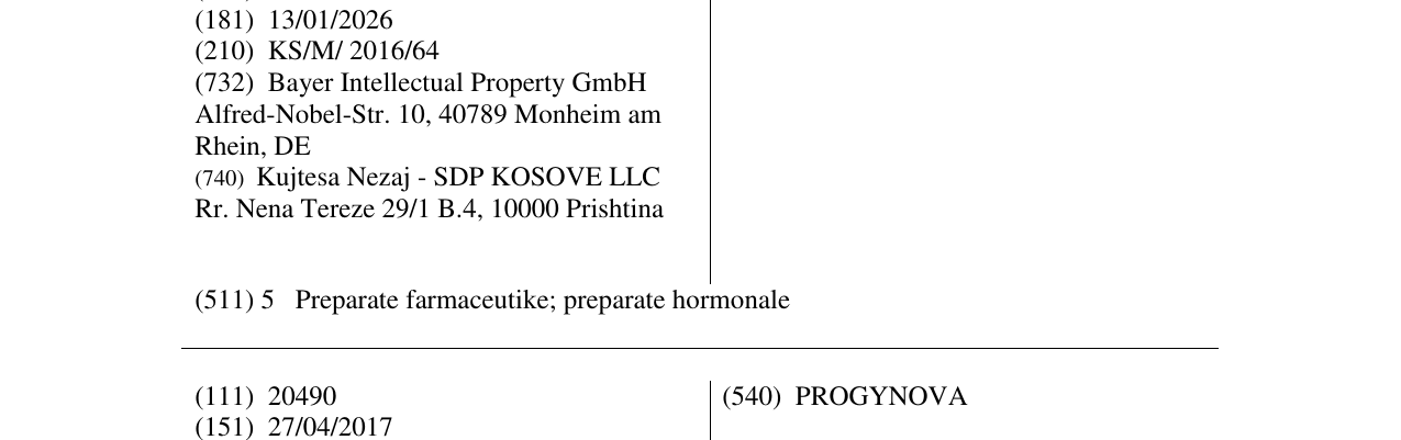 Zëri i markës YASMIN në buletin