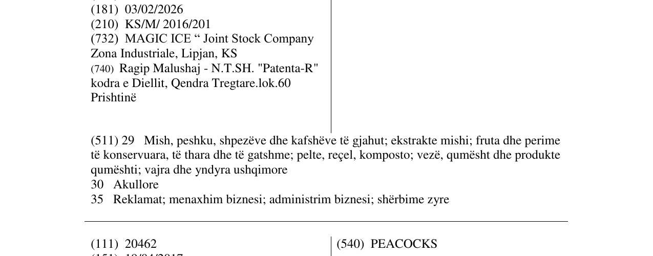 Zëri i markës MAGIC ICE në buletin