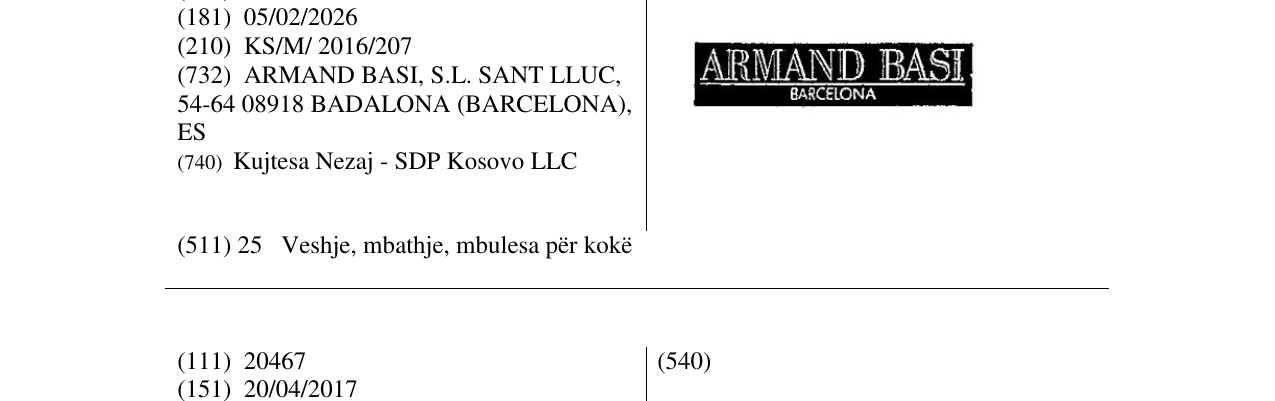 Zëri i markës ARMAND BASI BARCELONA në buletin