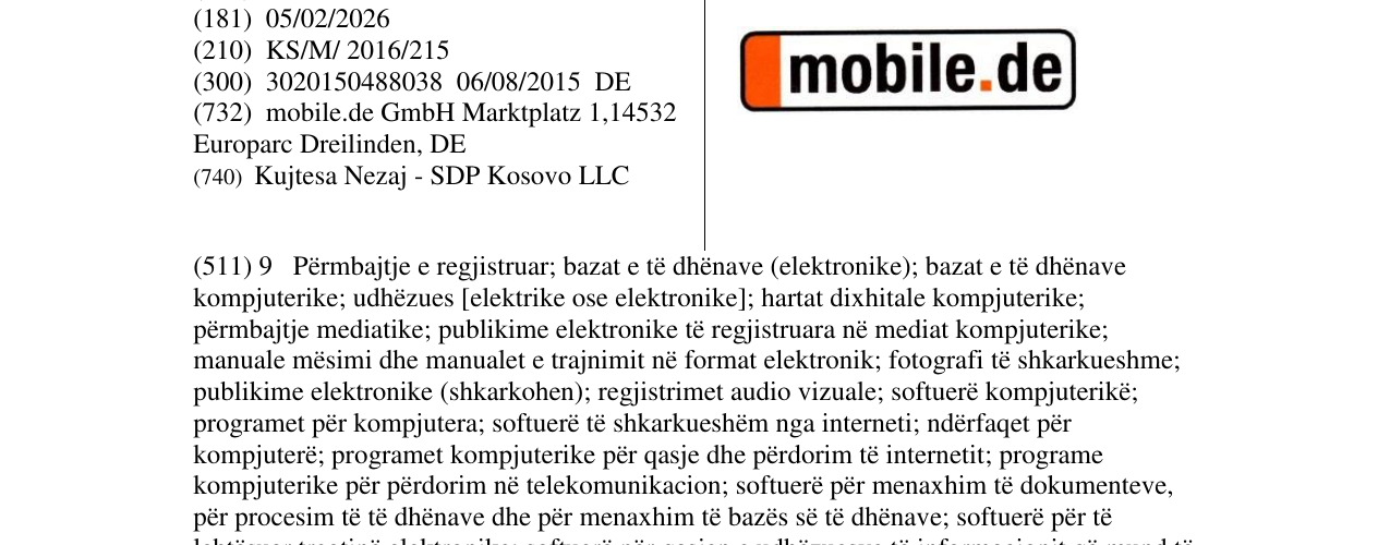 Zëri i markës mobile.de në buletin