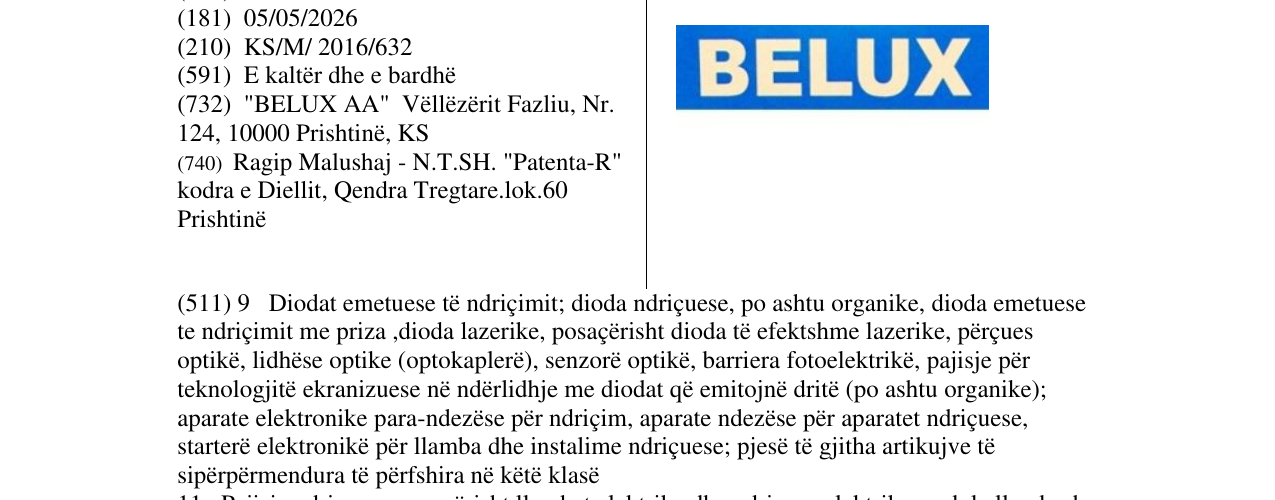 Zëri i markës BELUX në buletin