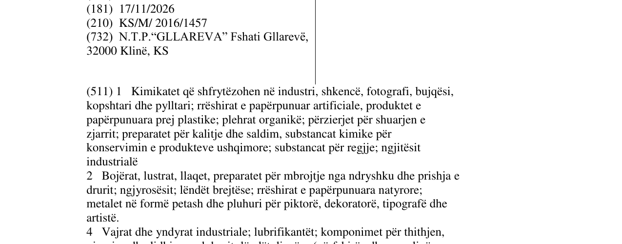 Zëri i markës GLLAREVA në buletin
