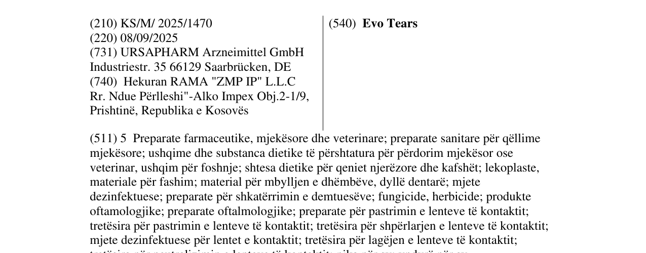 Zëri i markës Evo Tears në buletin