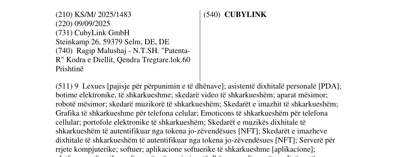 Zëri i markës CUBYLINK në buletin