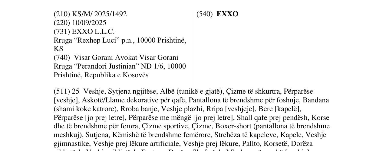 Zëri i markës EXXO në buletin